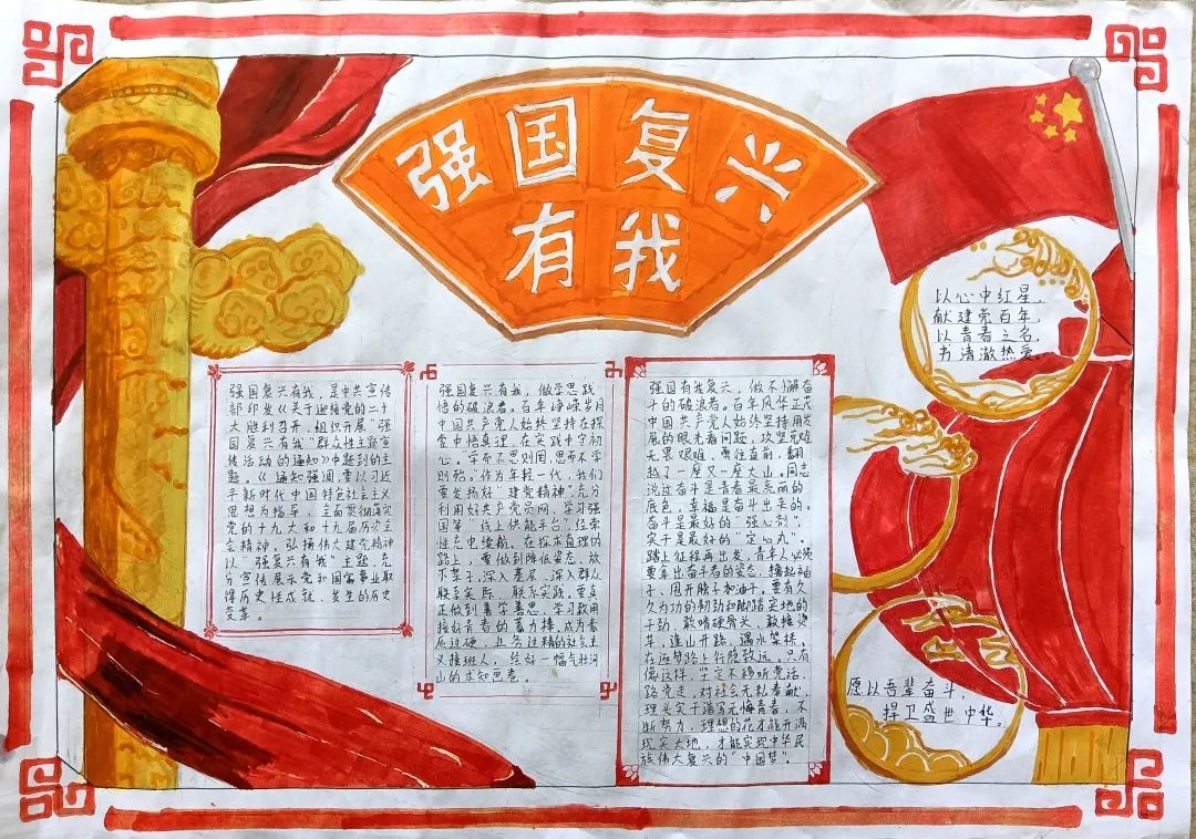 “喜迎二十大 强国复兴有我”手抄报图片内容-图1