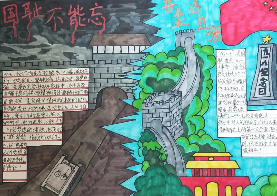 “牢记历史 勿忘国耻 吾辈自强 振兴中华”九一八爱国主题手抄报-图2