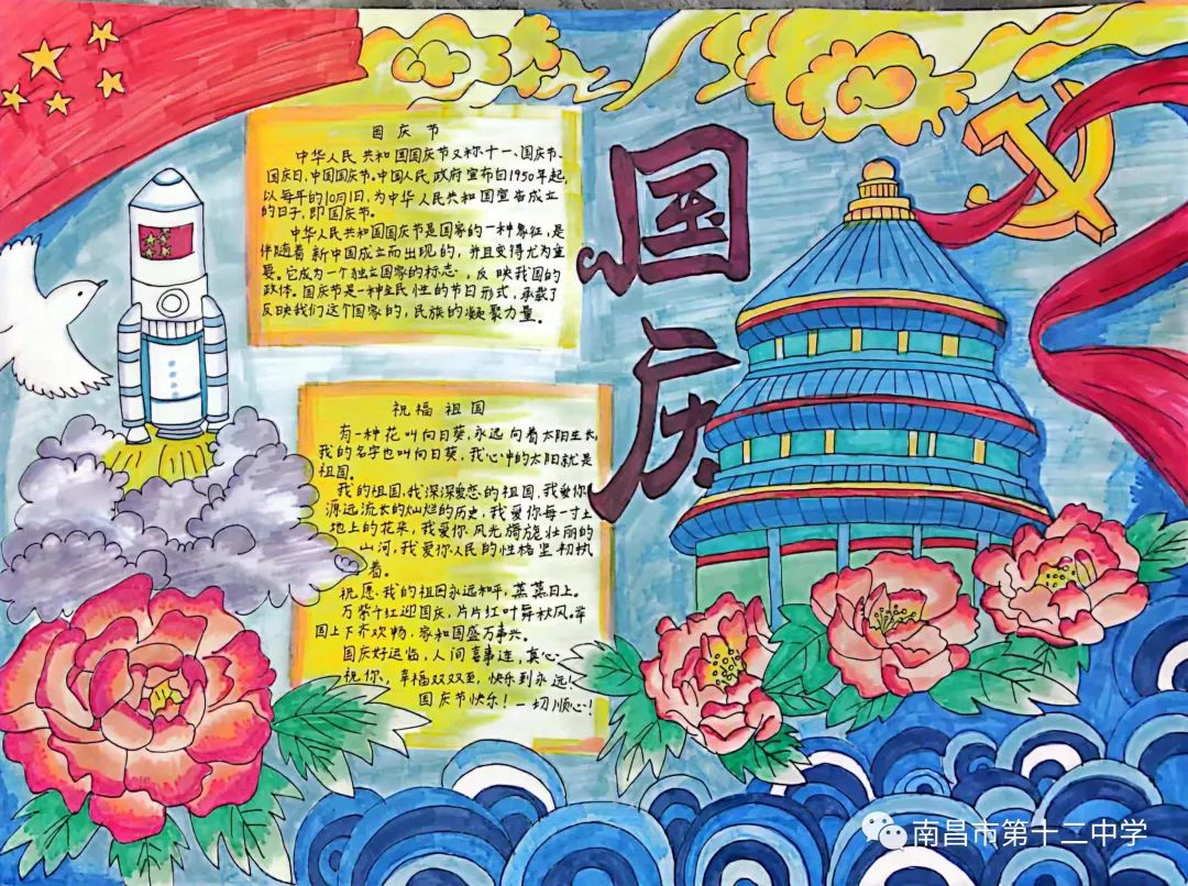 4张“迎国庆 贺华诞 喜迎二十大”手抄报精选图片-图3