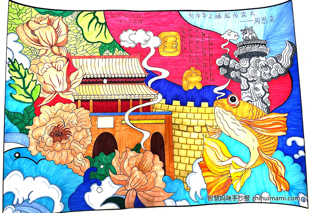 “喜迎二十大·欢度国庆节”主题手抄报（9张）-图1