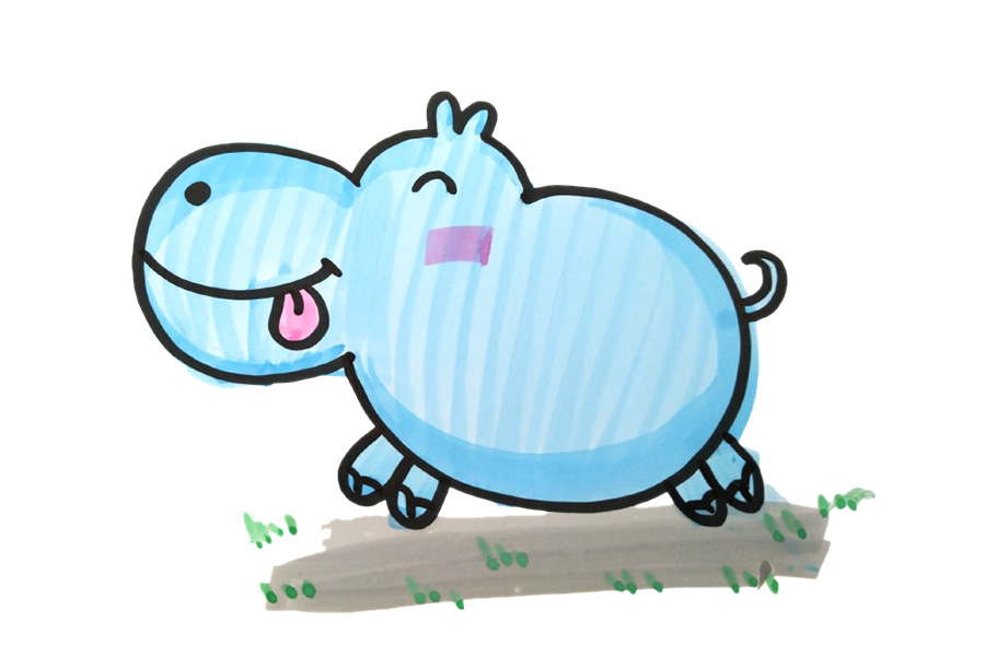 三张卡通河马简笔画图片-图1