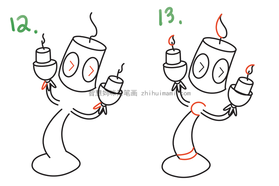 如何画卡通烛台-图6