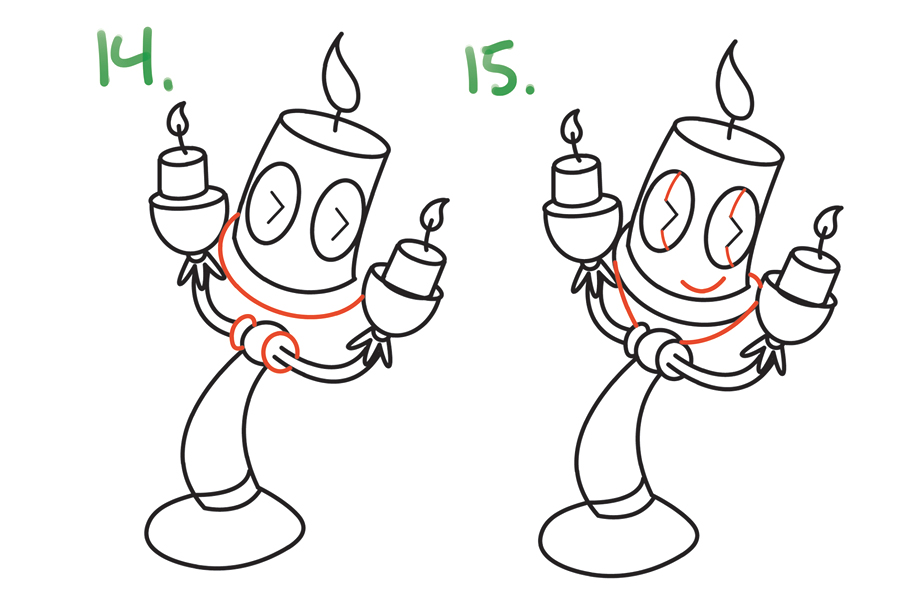 如何画卡通烛台-图7