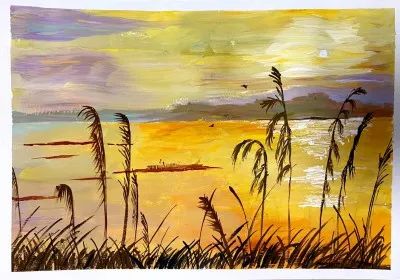 步骤5：《落日余晖映晚霞》