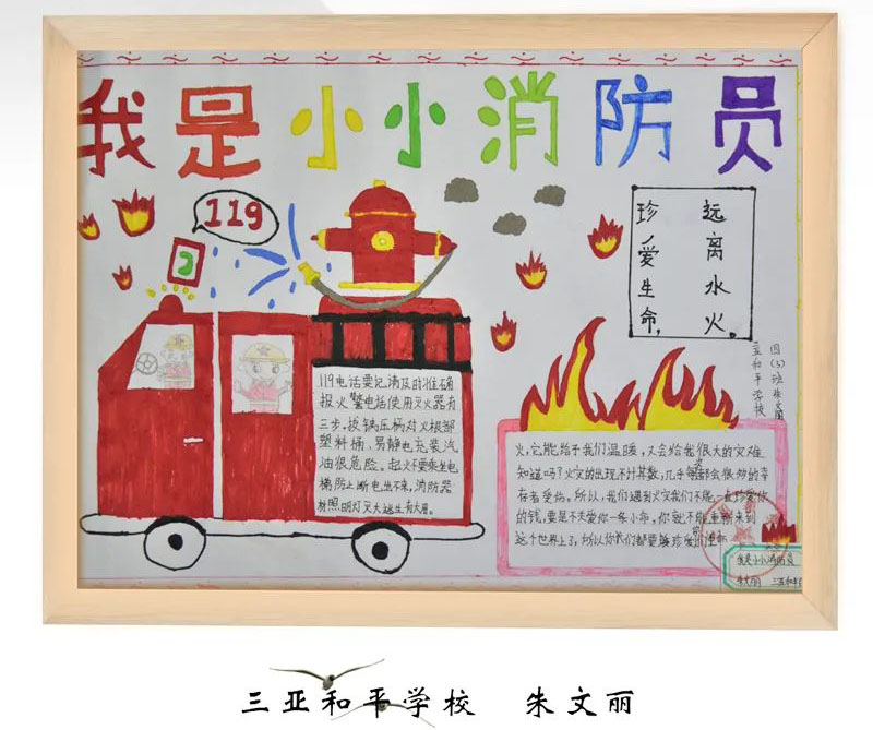 小学生2022年“119消防安全”儿童画-图1