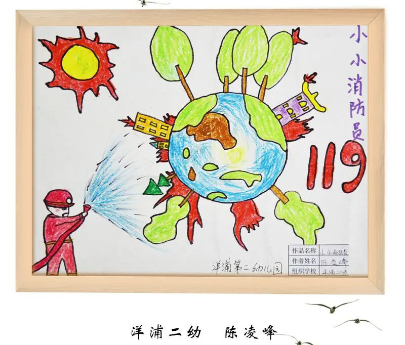 小学生2022年“119消防安全”儿童画-图5