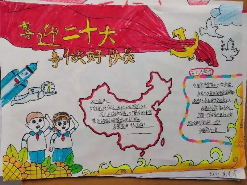 初二年级“百年再出发 喜迎二十大”手抄报图片-图2
