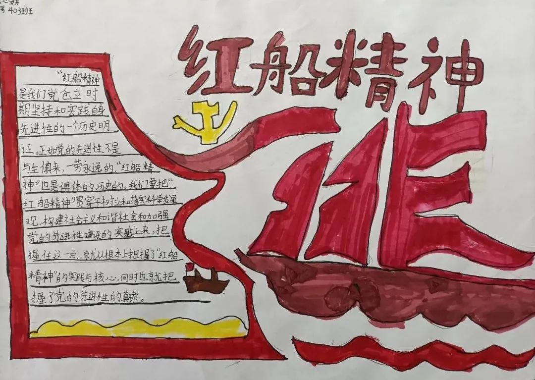 “喜迎二十大 扬红船精神”主题手抄报简单好看-图5