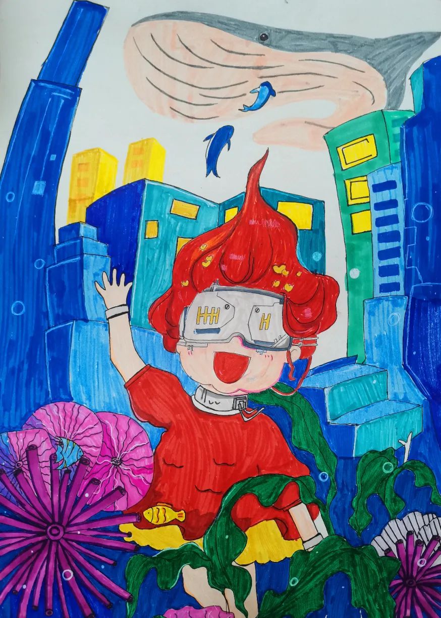 “喜迎二十大 童心绘梦想”儿童画5张-图5