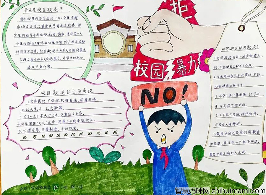 预防校园欺凌 健康伴成长 主题手抄报一等奖-图2