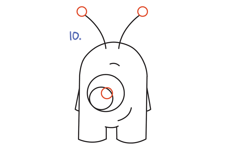 超简单的可爱卡通外星人简笔画画法步骤-图4