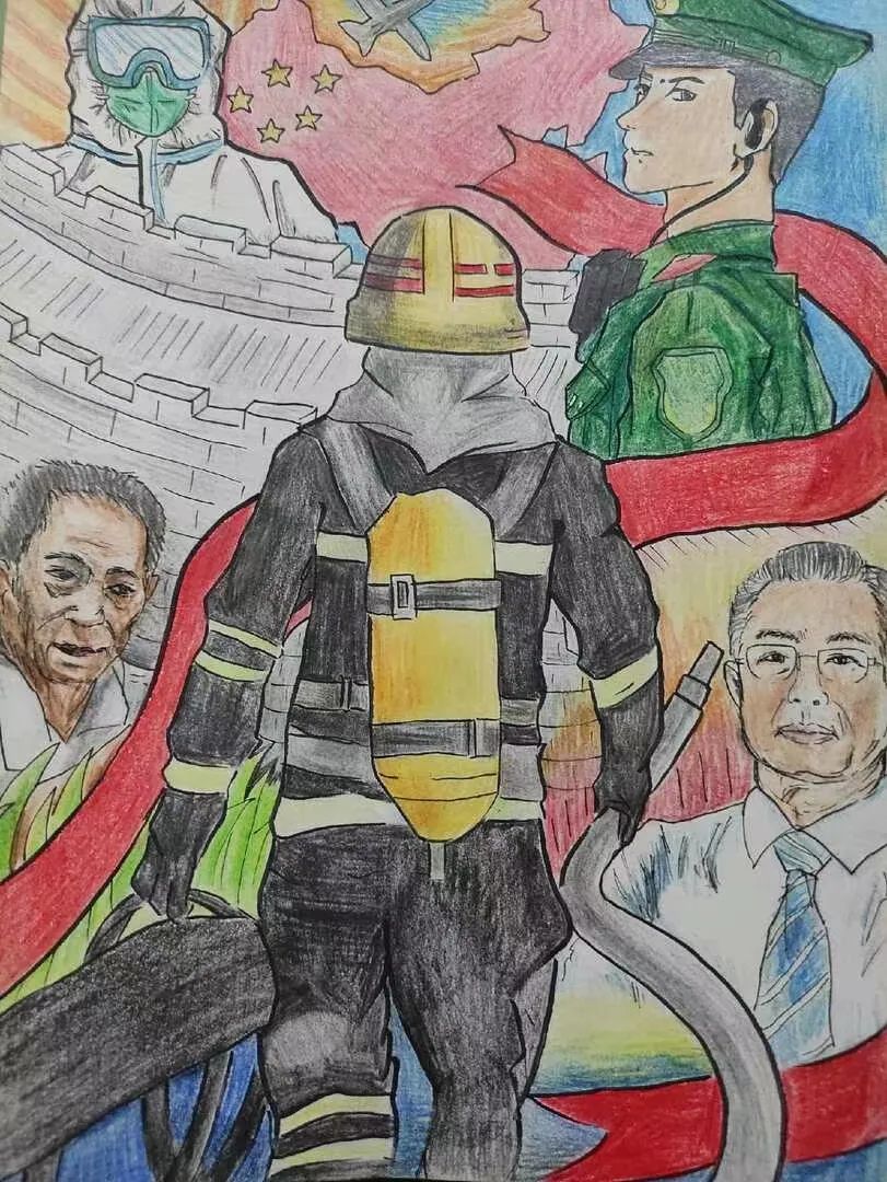 众志成城，抗击疫情主题绘画作品-图7
