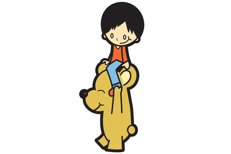 如何画一个可爱男孩骑着卡通熊