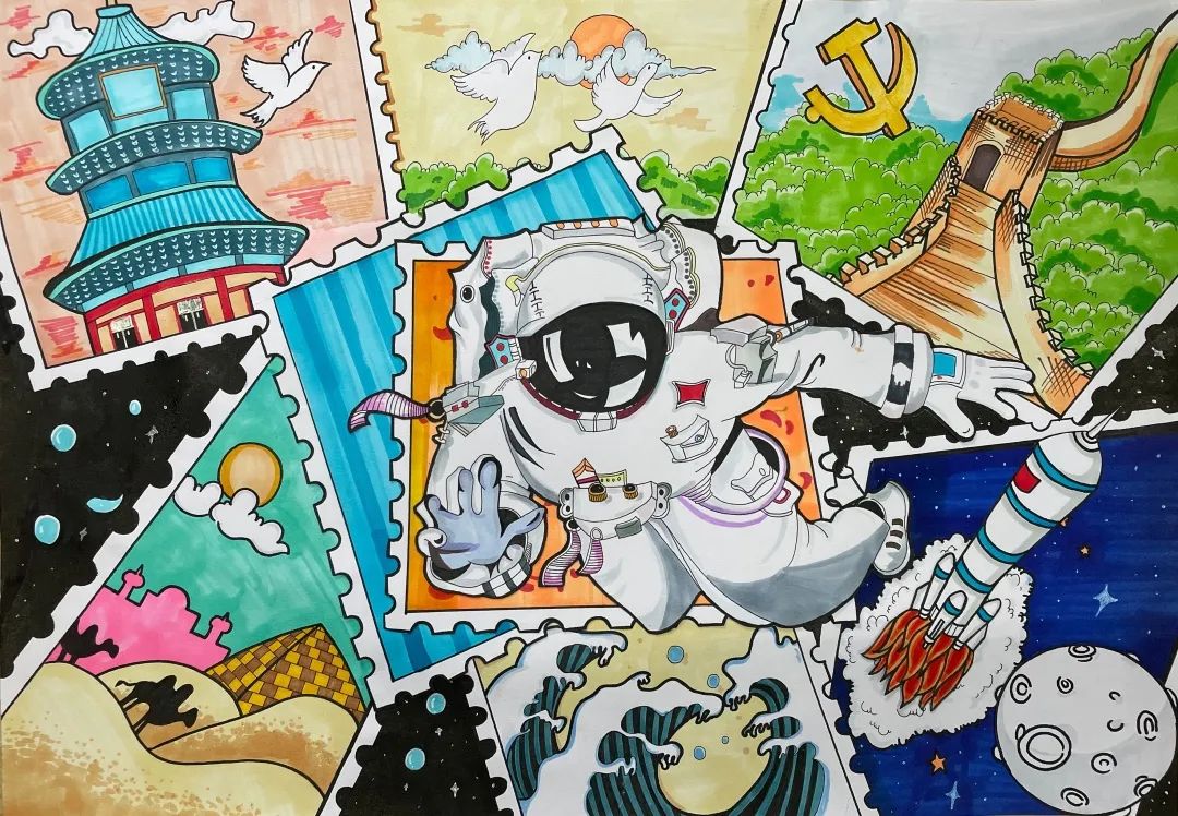 龙腾华夏 喜迎二十大主题绘画7张-图1