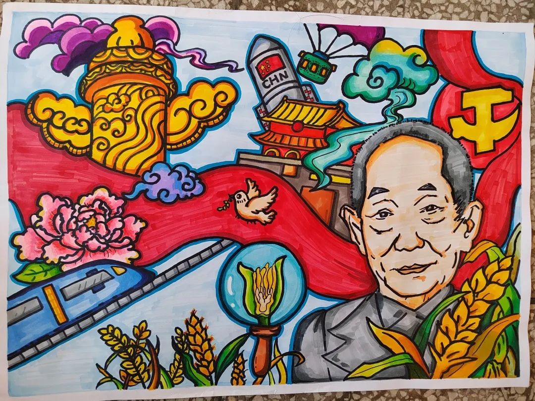 一组漂亮的杂交水稻之父-袁隆平主题绘画作品-图1