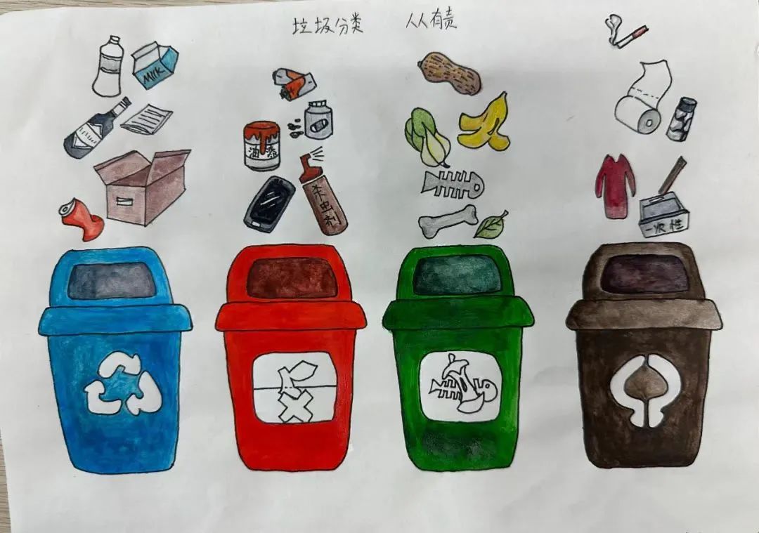 8张简单漂亮的垃圾分类主题绘画作品-图1