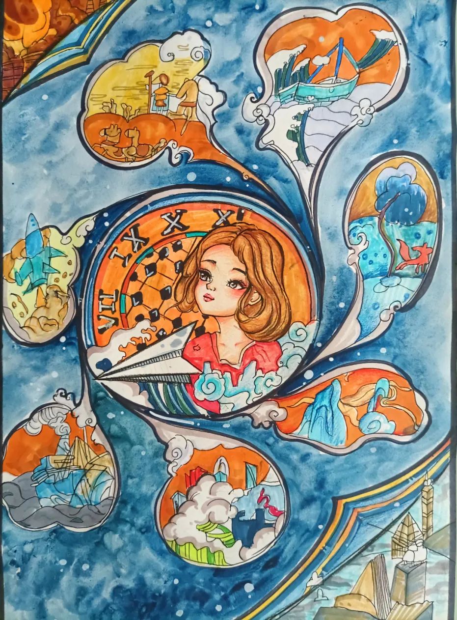 “喜迎党的二十大 童心绘就环保梦”青少年儿童画-图5