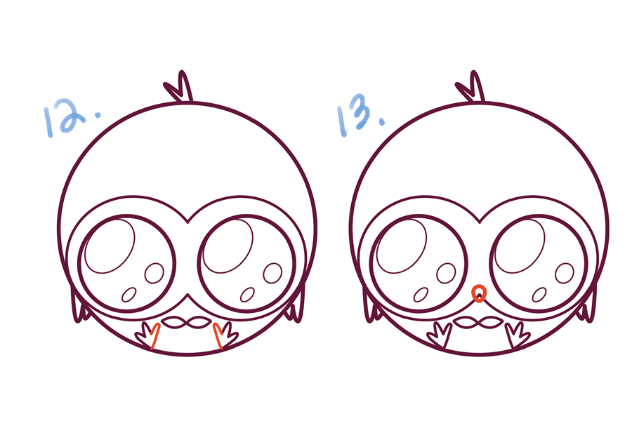 圆滚滚的可爱小鸟简笔画画法步骤-图7