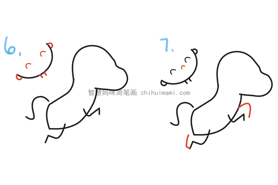 骑独角兽的可爱女孩简笔画画法步骤-图3