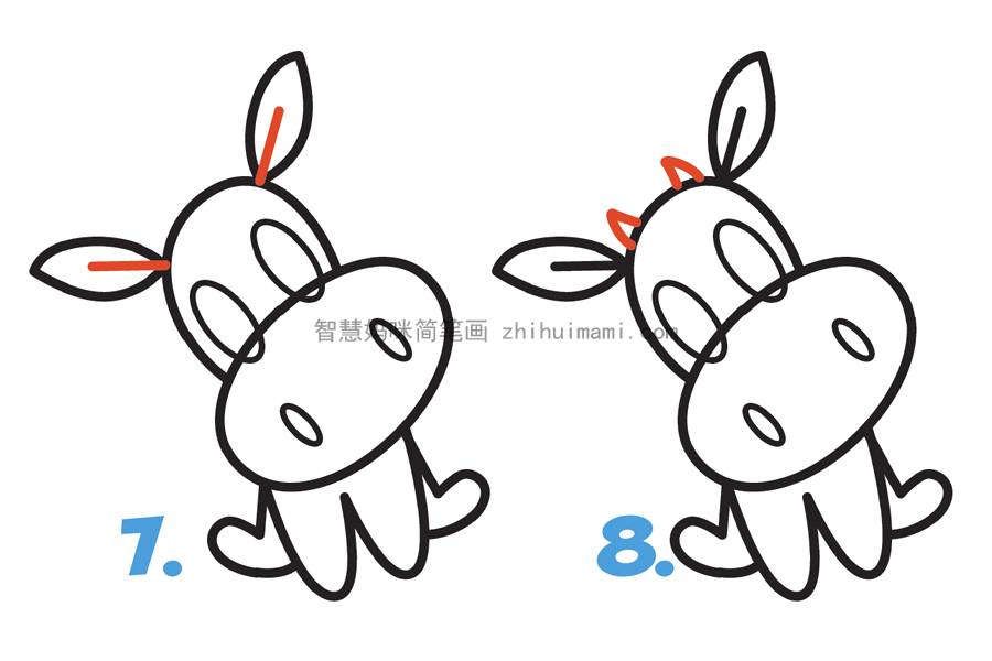 卖萌的小奶牛简笔画画法步骤-图4