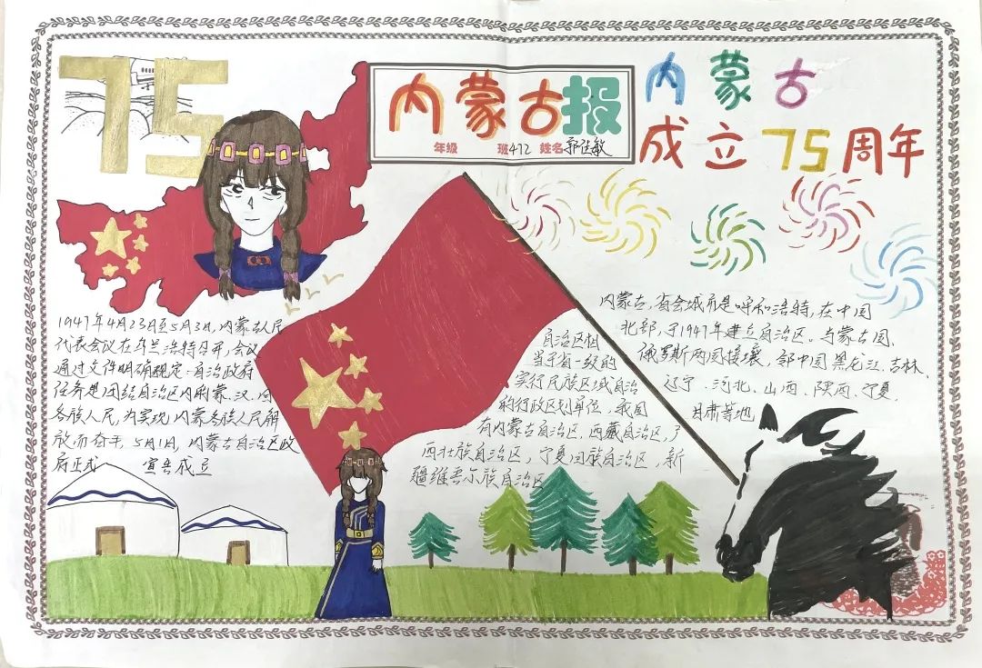 庆祝内蒙古成立75周年手抄报简单漂亮（9张）-图3
