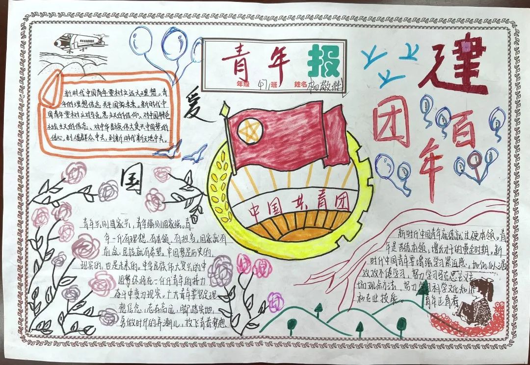 共青团成立100周年主题手抄报一等奖作品-图4