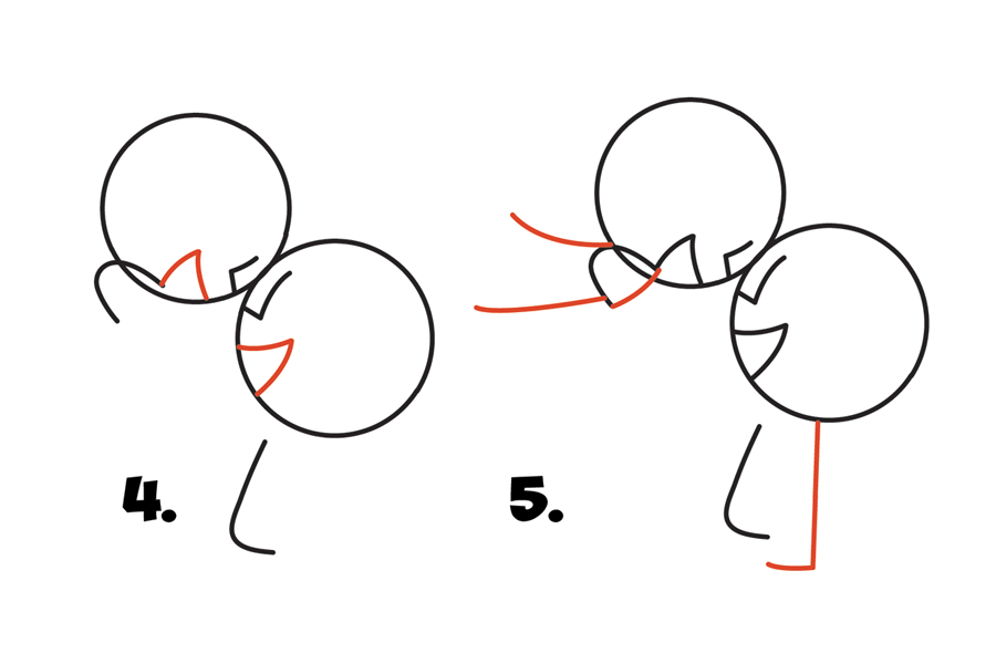 开心的哥哥和妹妹旋转简笔画教程-图2