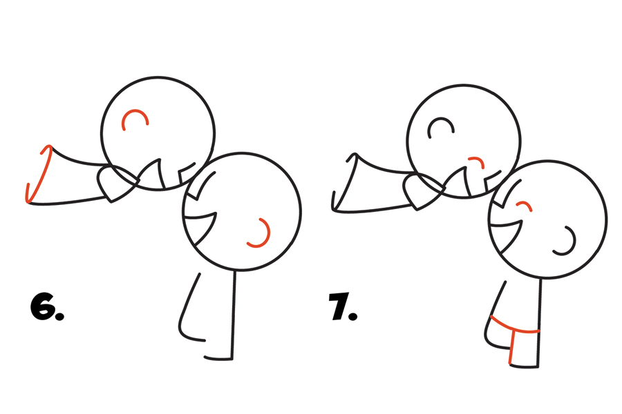 开心的哥哥和妹妹旋转简笔画教程-图3