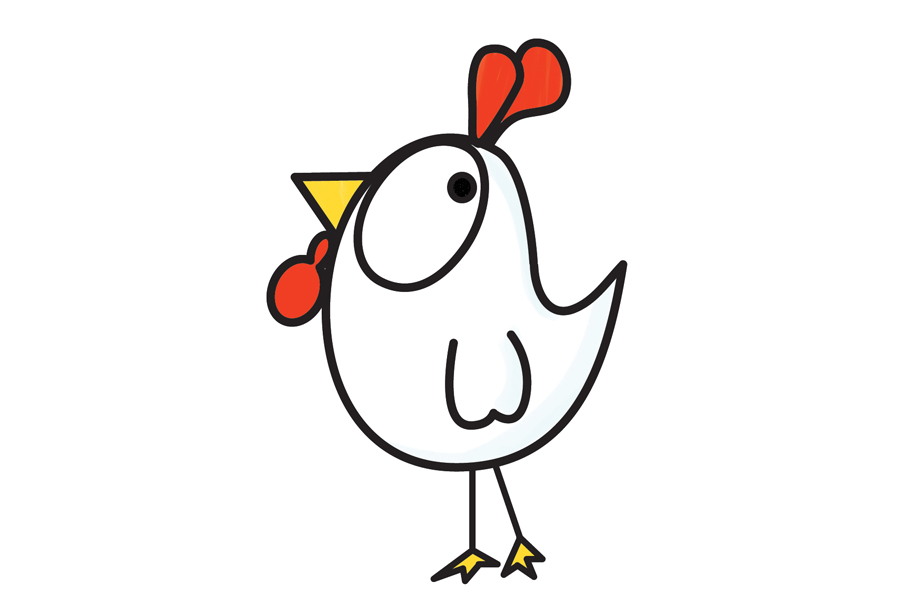 超简单的卡通公鸡简笔画画法步骤