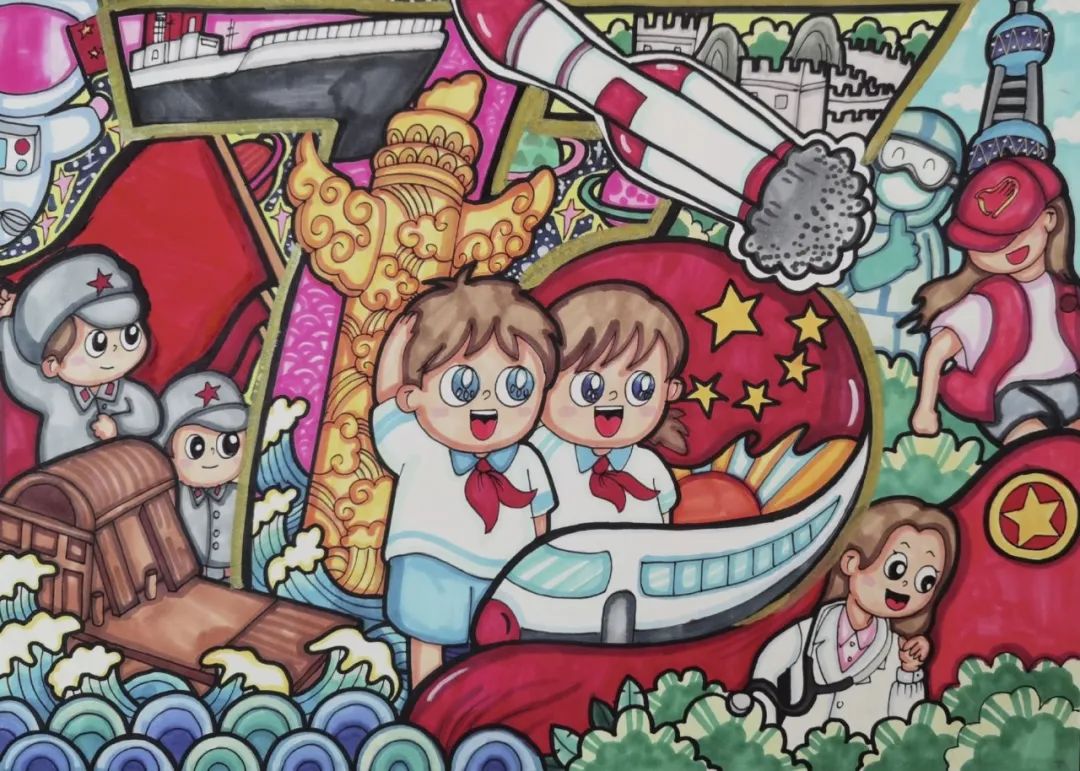 喜迎二十大 争做好队员丨初中学生绘画作品-图2