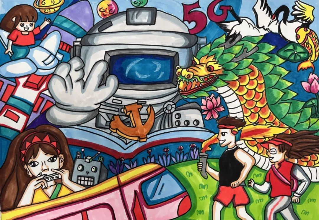 喜迎二十大 争做好队员丨初中学生绘画作品-图5