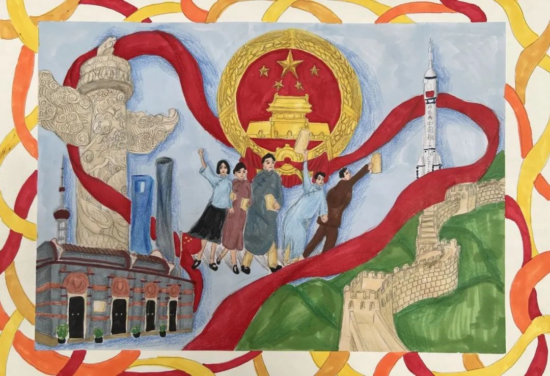 “喜迎二十大 争做好队员”主题绘画8张-图3