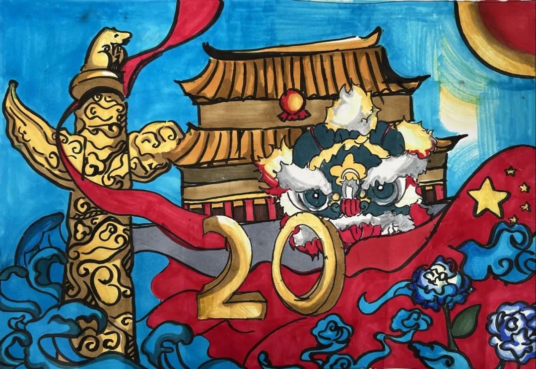 “喜迎二十大 争做好队员”主题绘画8张-图8