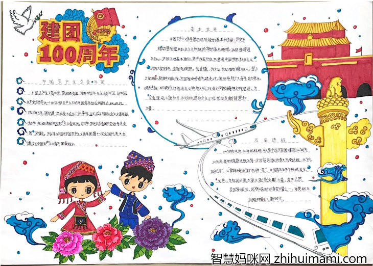 百年共青团 青春献给党 建团百年主题手抄报简单-图4