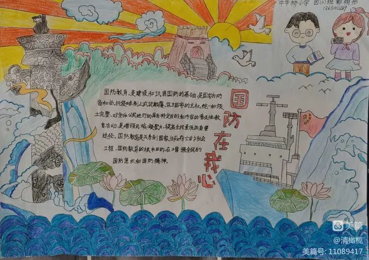 “喜迎二十大 国防记我心”手抄报一等奖-图3