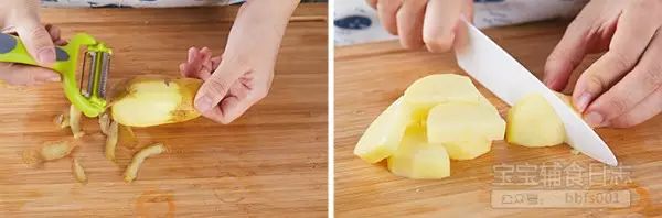 将土豆洗净去皮，取100g切成小块备用；
