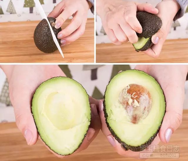 第2步：将牛油果去壳、去核，挖出果肉，切成块备用；