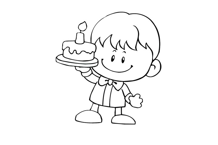 小孩子手捧蛋糕的简笔画图片