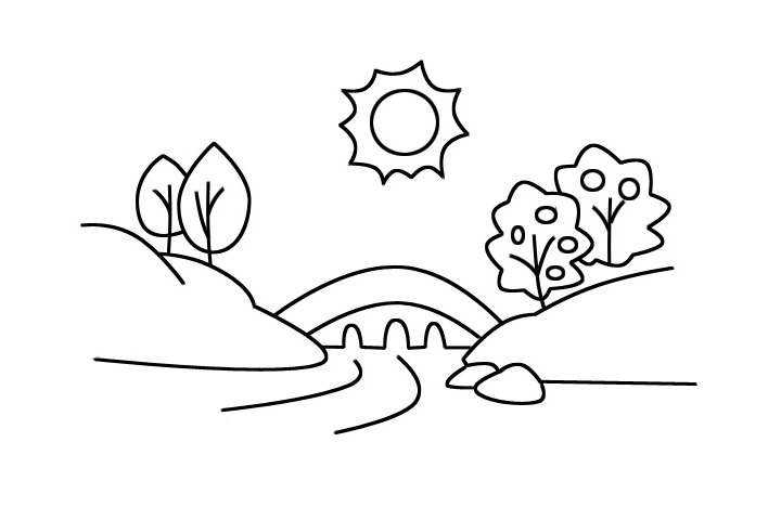 小 font color=red>桥 /font>流水简笔画