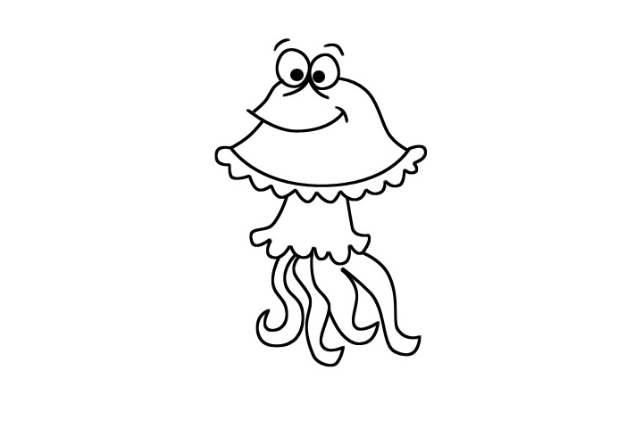 卡通水母简笔画图片