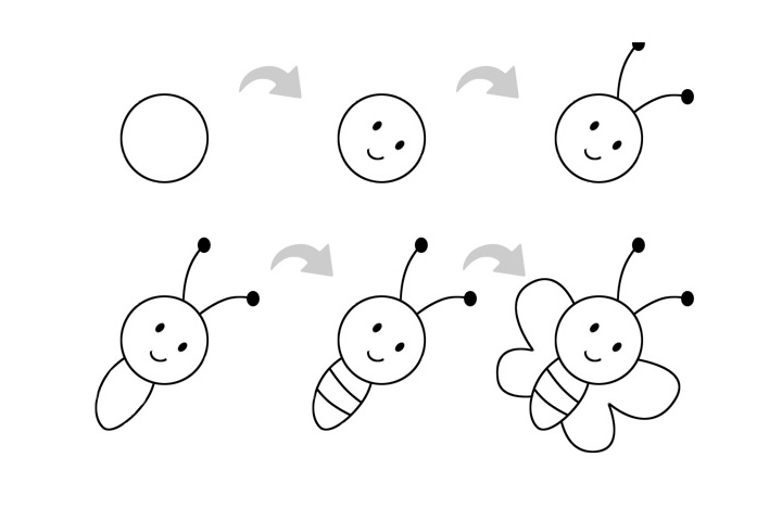 小蜜蜂简笔画的画法步骤