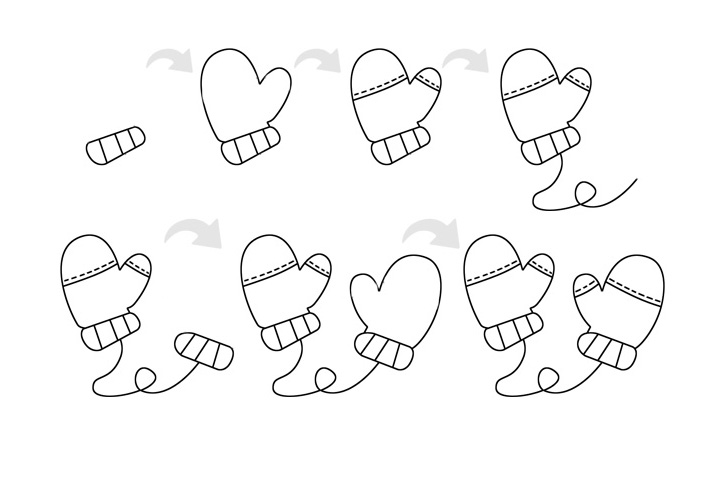 手套简笔画绘画步骤和上色