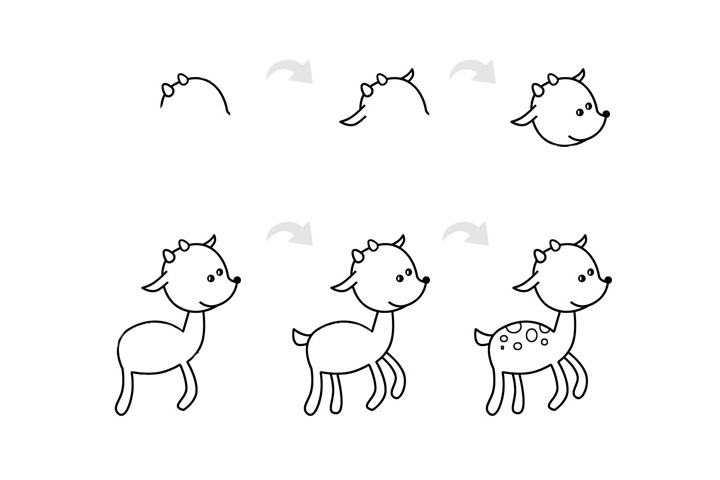 一只小鹿简笔画图片包含步骤图