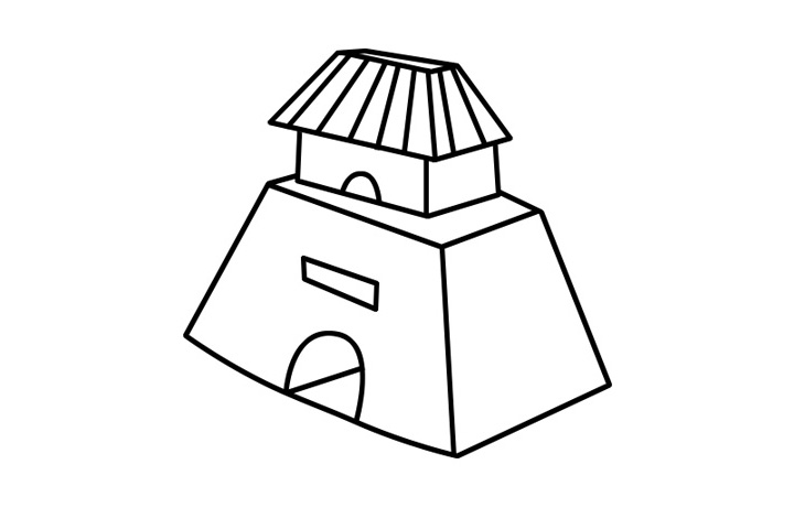 古代城楼简笔画画法步骤