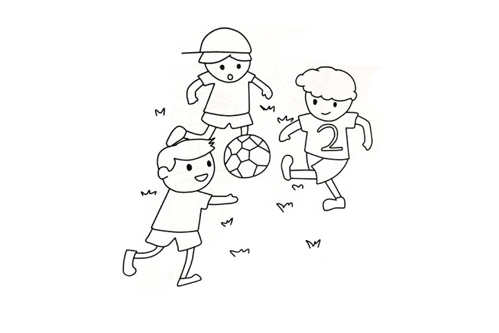踢足球简笔画