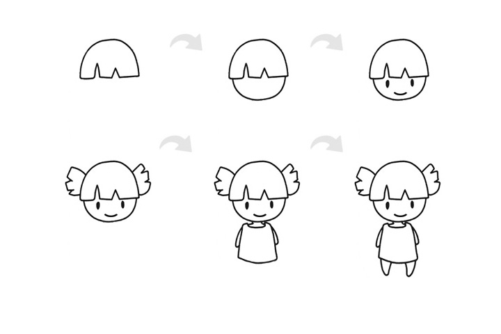 小女孩简笔画图片