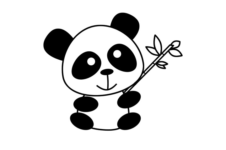 抱着竹子的可爱大熊猫简笔画