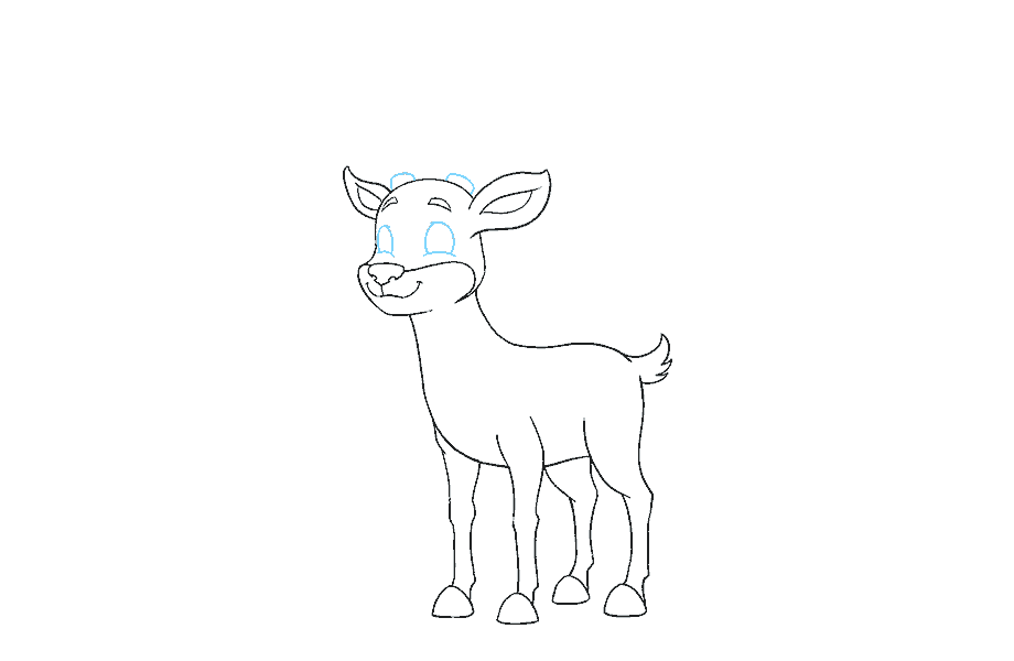 如何画卡通驯鹿：第14步