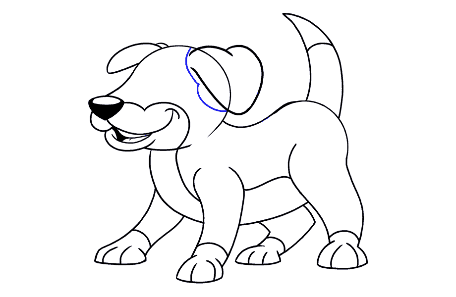 如何画卡通狗：第16步
