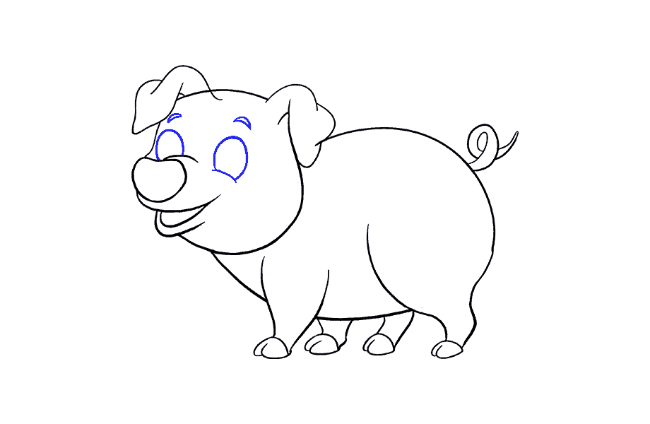 如何画卡通猪：第17步
